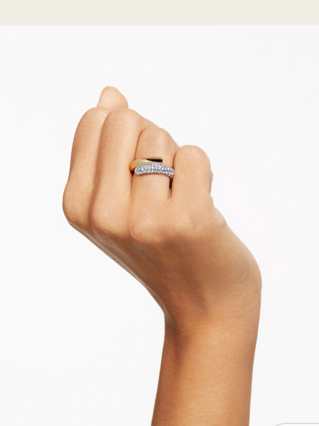 Swarovski Pav Crystal Double-Band Ring 18k Gold Plated Brand New In Box